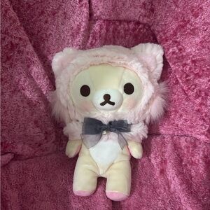 Cute Pink and Cream Korilakkuma 8” Super Cute Kitty Bear Plush
